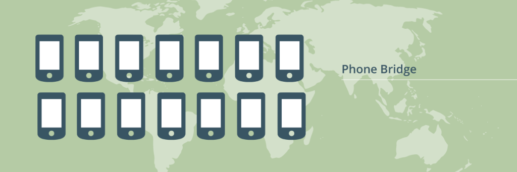 Map of the world with two rows of cell phone icons.