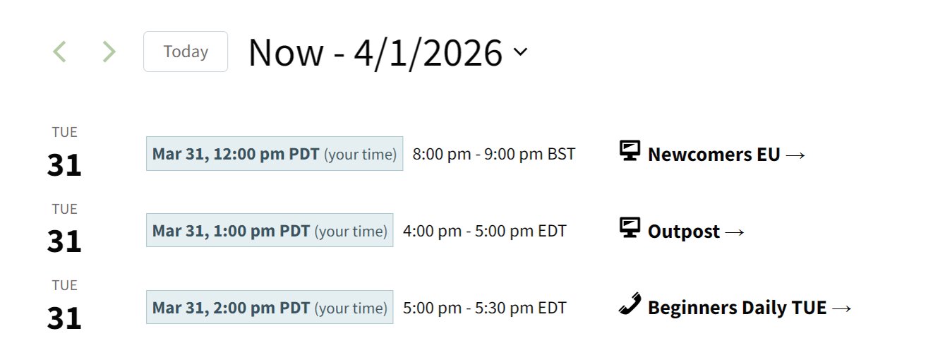 Summary view showing three meetings.