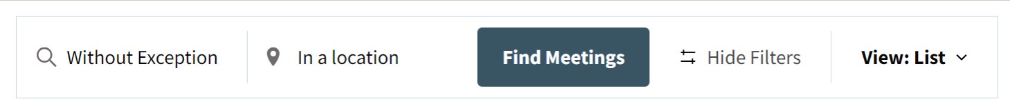 Filter bar showing "Without Exception" as the search term.